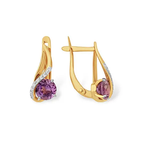 Серьги с английским замком из красного золота
