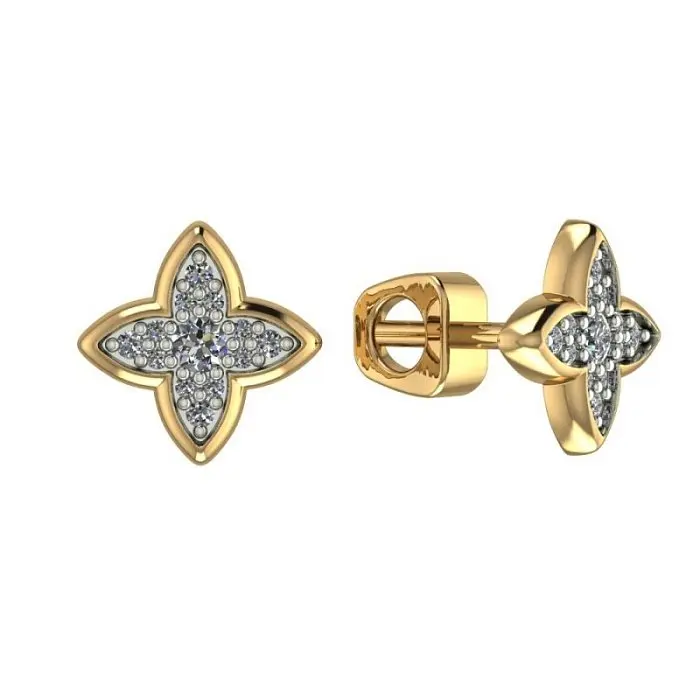 Серьги пуссеты из красного золота