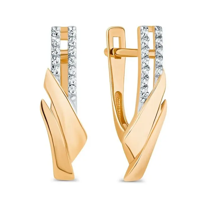 Серьги с английским замком из красного золота