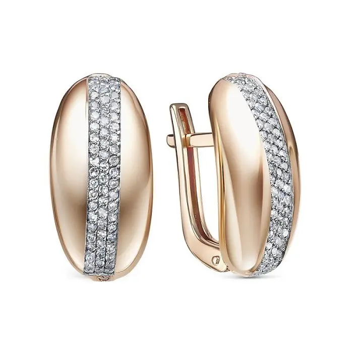 Серьги с английским замком из красного золота