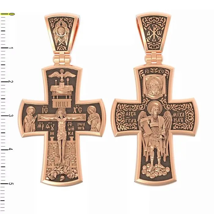 Подвеска крест из красного золота