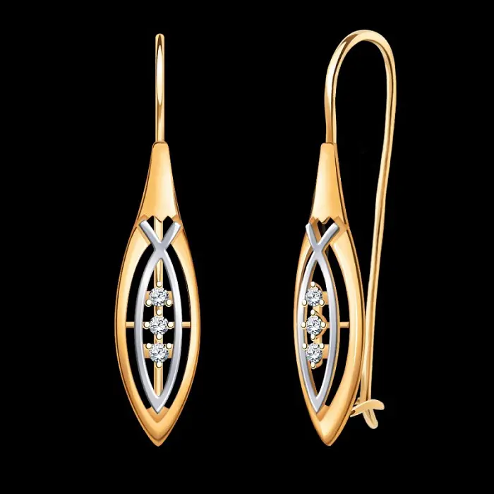Серьги петельки из красного золота