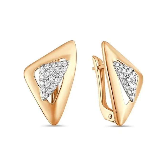 Серьги с английским замком из красного золота