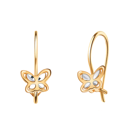 Серьги детские из красного золота