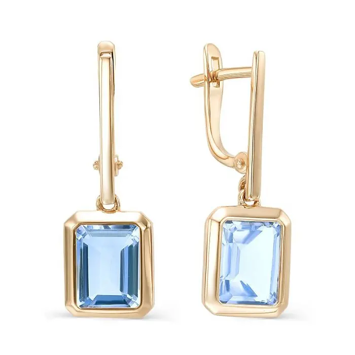 Серьги подвесные из красного золота