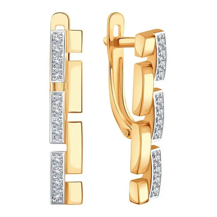 Серьги с английским замком из красного золота