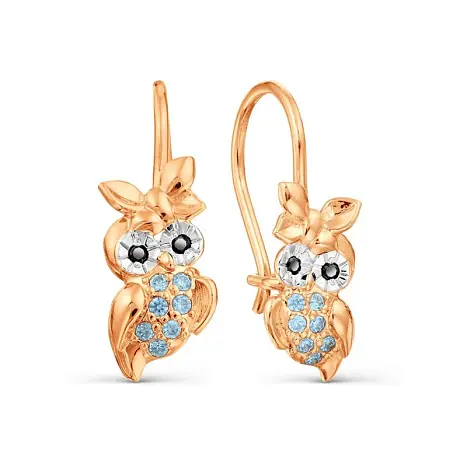 Серьги детские из комбинированного золота