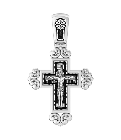 Подвеска крест из черного серебра