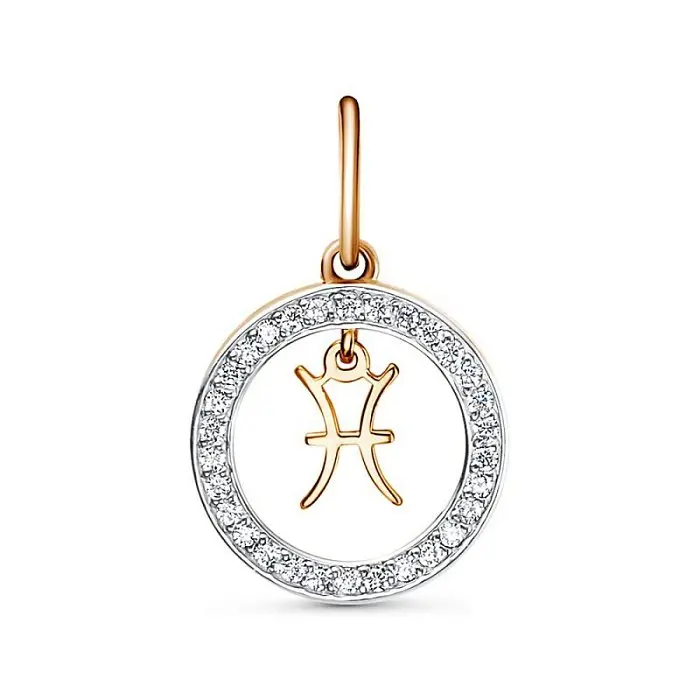Подвеска знак зодиака из комбинированного золота