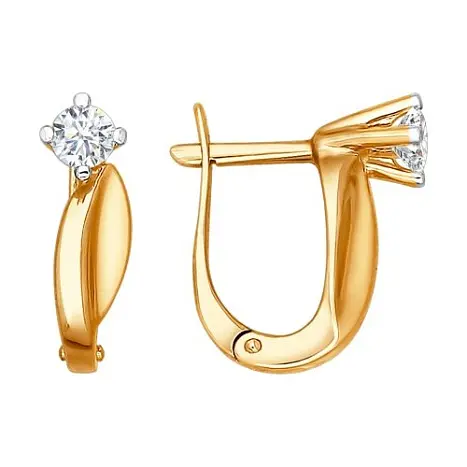 Серьги с английским замком из красного золота
