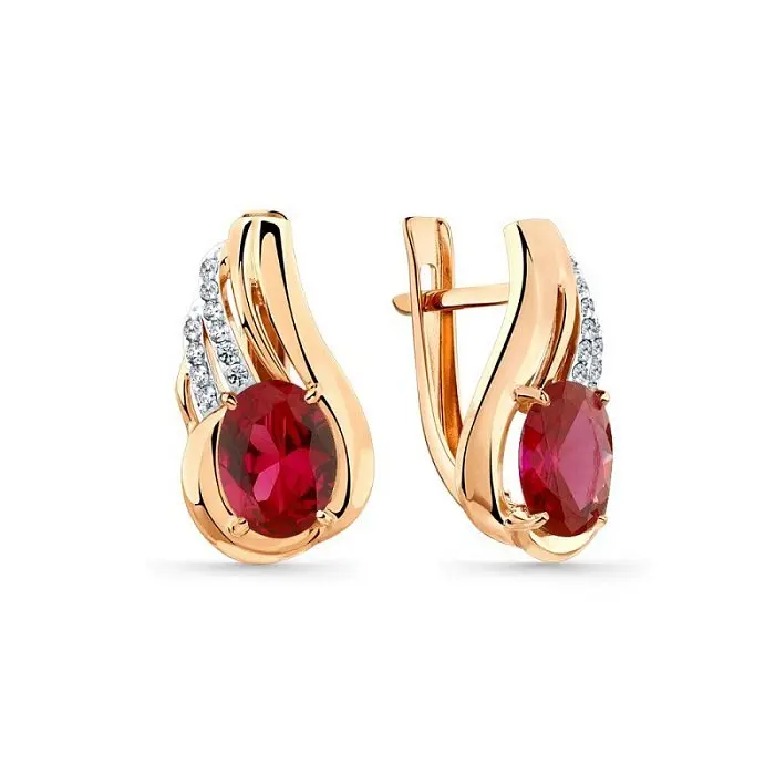 Серьги с английским замком из красного золота