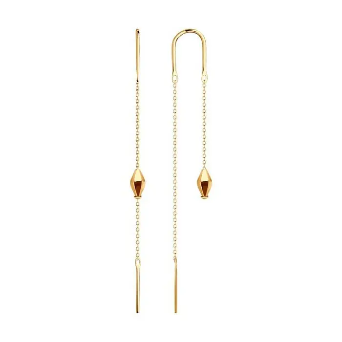 Серьги цепочки из красного золота