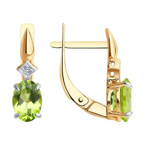 Серьги с английским замком из комбинированного золота