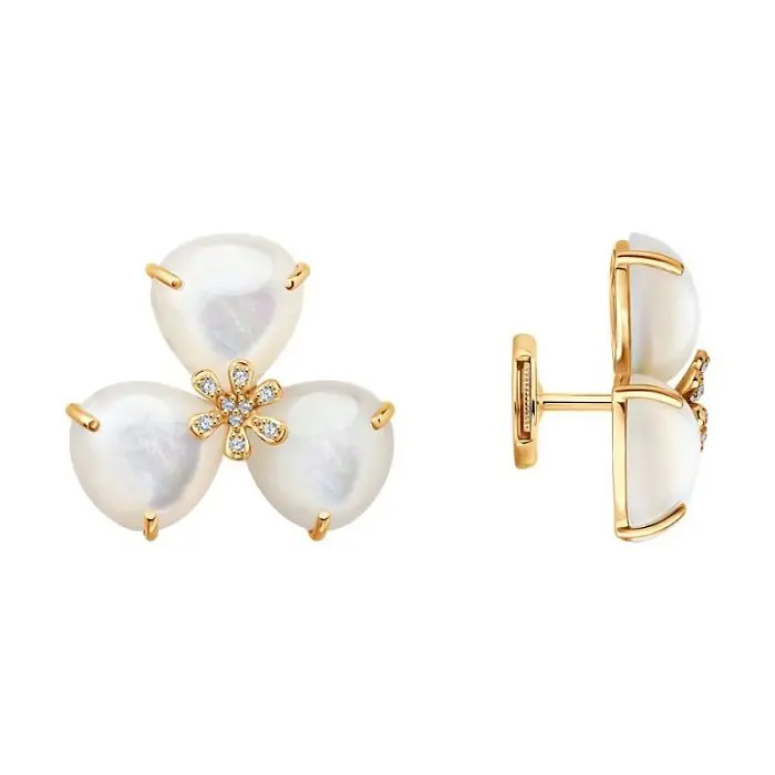 Серьги пуссеты из красного золота