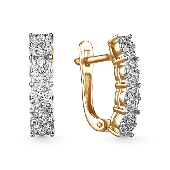 Серьги с английским замком из комбинированного золота