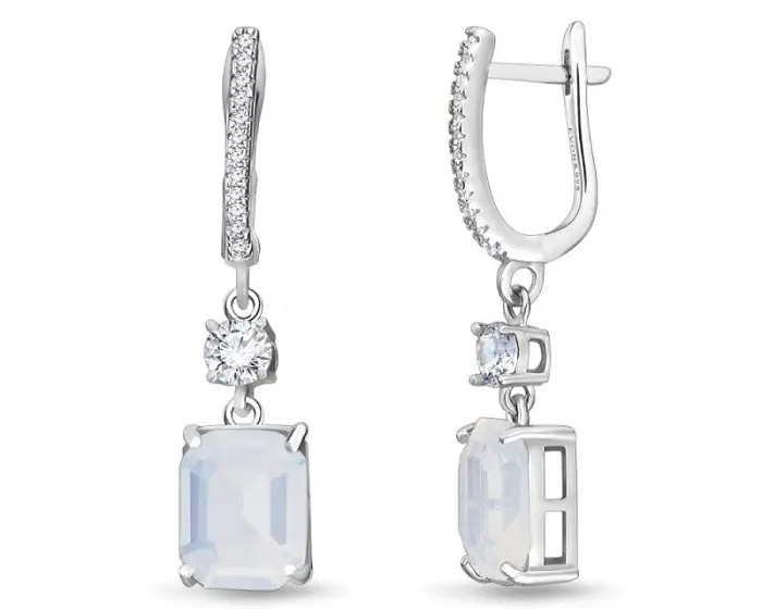 Серьги подвесные из серебра