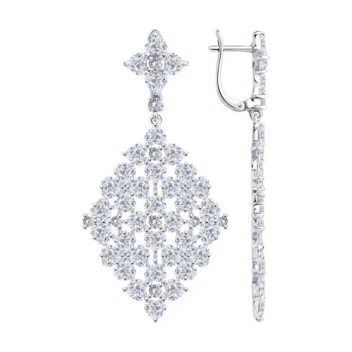 Серьги подвесные из серебра