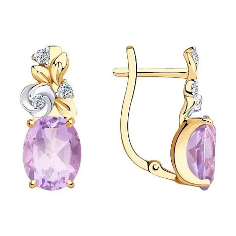 Серьги с английским замком из красного золота