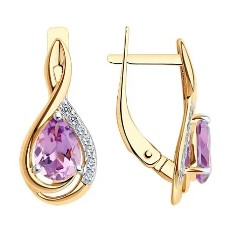 Серьги с английским замком из красного золота
