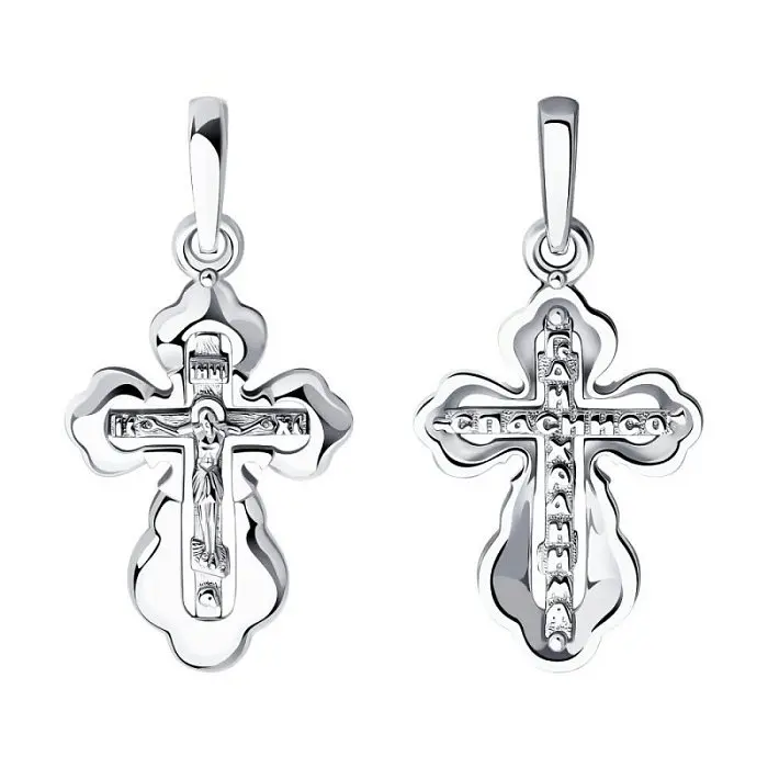 Подвеска крест из белого золота