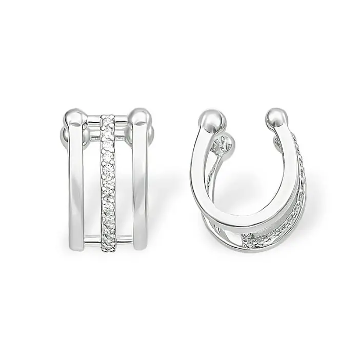 Серьги каффы из серебра