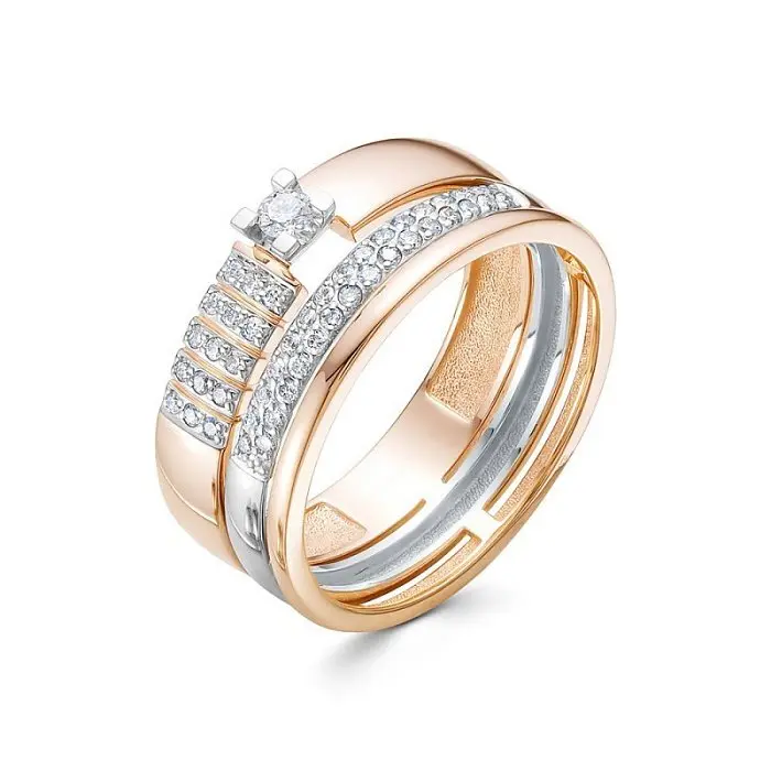 Кольцо декоративное из комбинированного золота