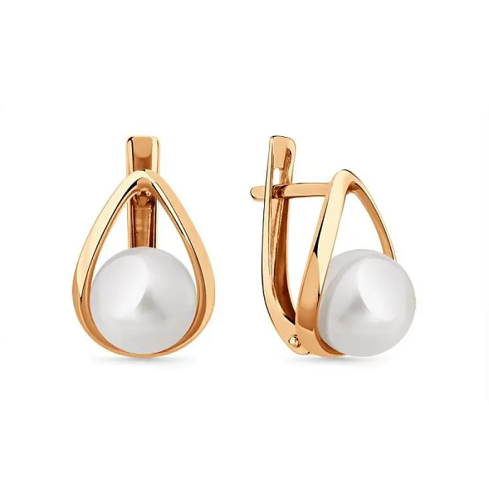 Серьги с английским замком из красного золота