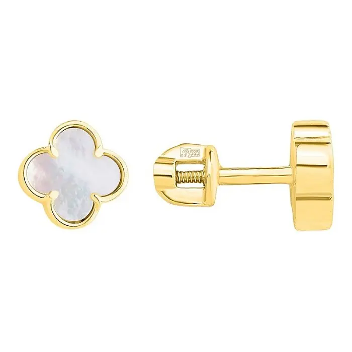 Серьги пуссеты из желтого золота