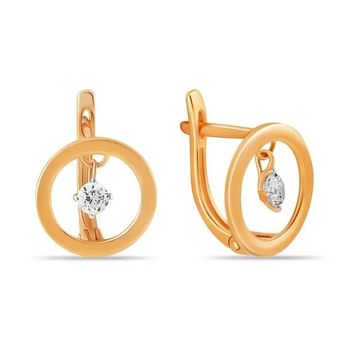 Серьги с английским замком из красного золота