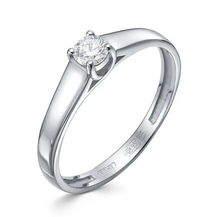 Кольцо помолвочное из белого золота