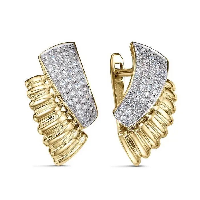 Серьги с английским замком из желтого золота