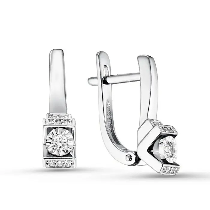 Серьги с английским замком из белого золота