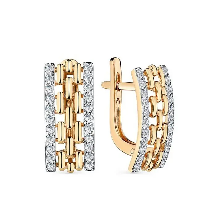 Серьги с английским замком из красного золота