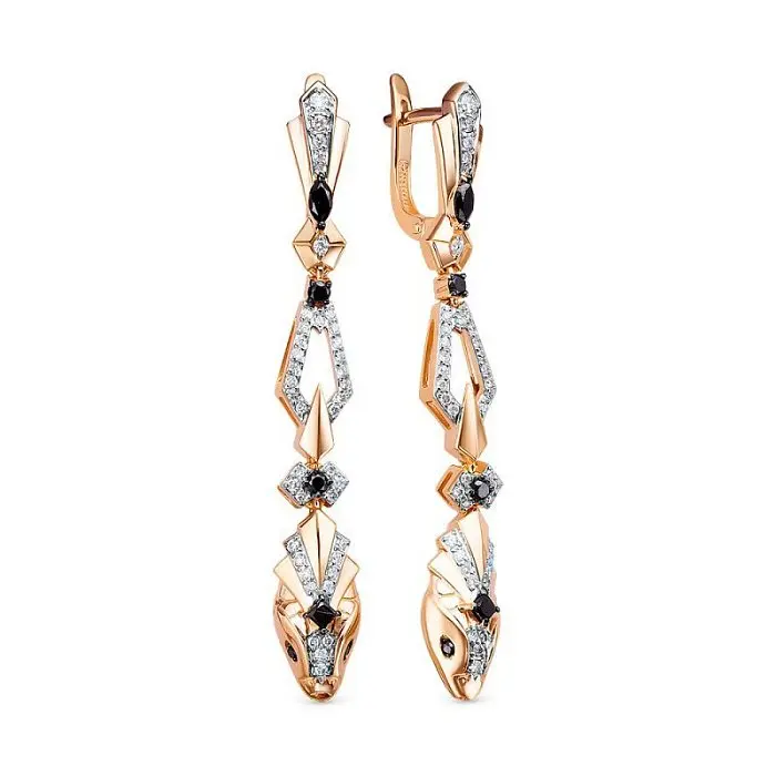 Серьги подвесные из красного золота Серьги подвесные из красного золота