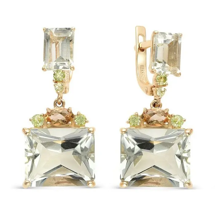 Серьги подвесные из красного золота Серьги подвесные из красного золота