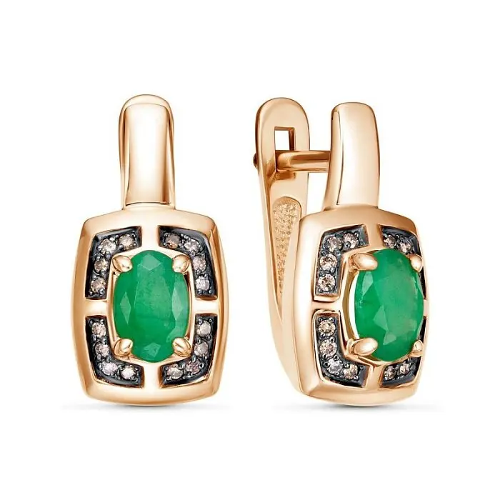 Серьги с английским замком из комбинированного золота вид 1