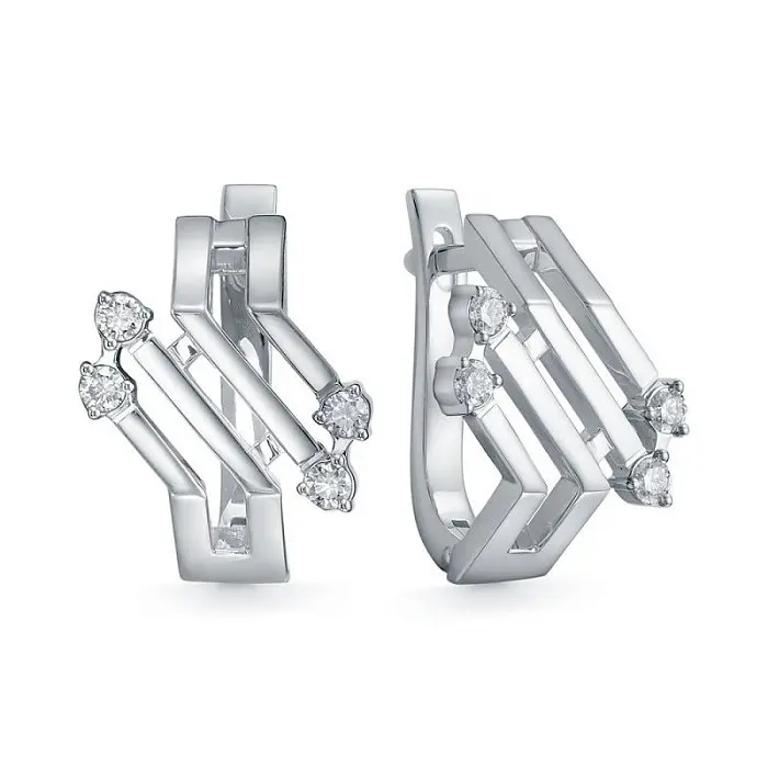 Серьги с английским замком из белого золота