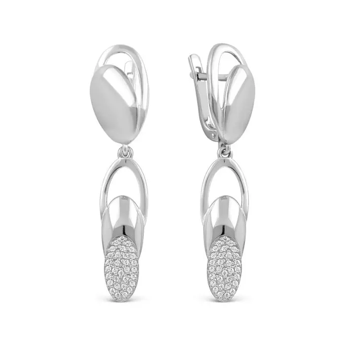 Серьги подвесные из серебра