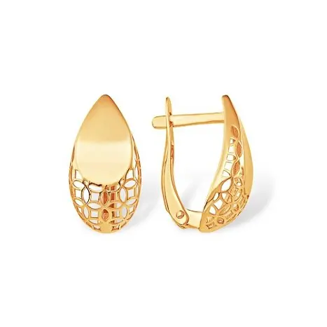 Серьги с английским замком из красного золота
