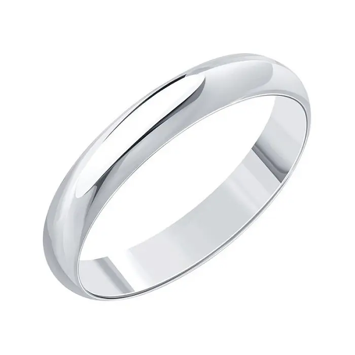 Кольцо обручальное из белого золота вид 1