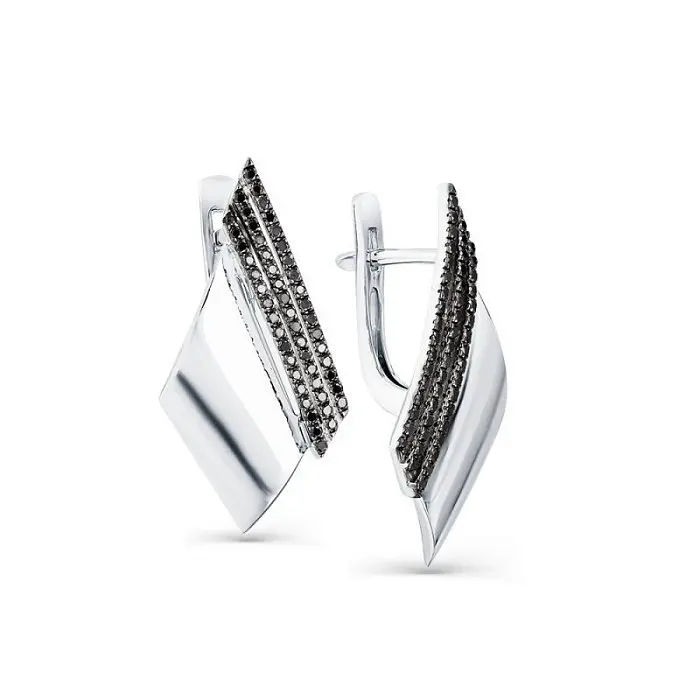 Серьги с английским замком из белого золота