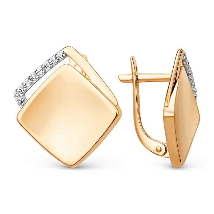 Серьги с английским замком из красного золота