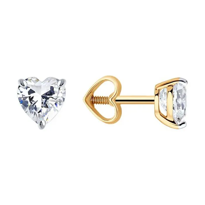 Серьги пуссеты из красного золота