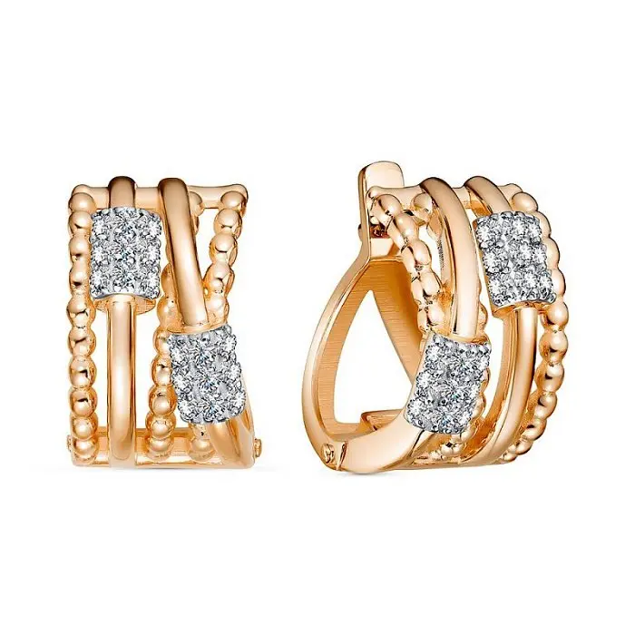 Серьги с английским замком из красного золота