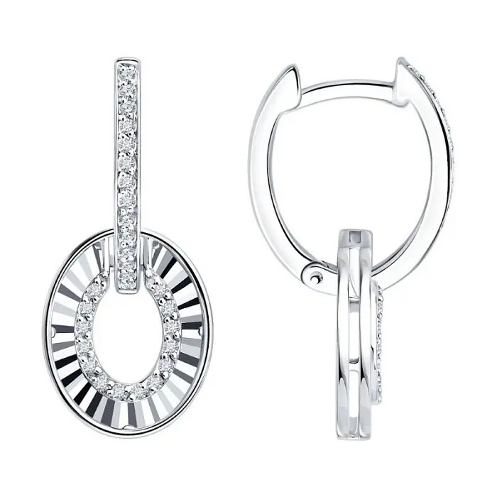 Серьги конго из белого золота