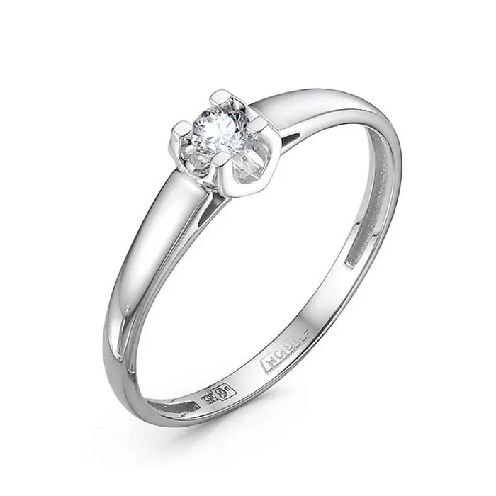 Кольцо декоративное из белого золота с бриллиантами вид 1