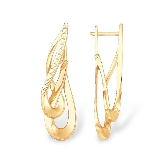 Серьги с английским замком из красного золота