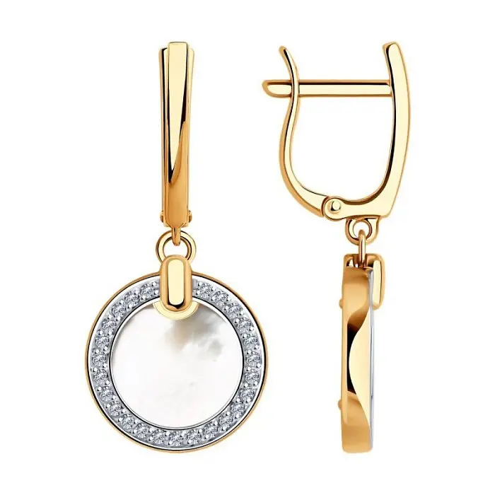 Серьги подвесные из красного золота