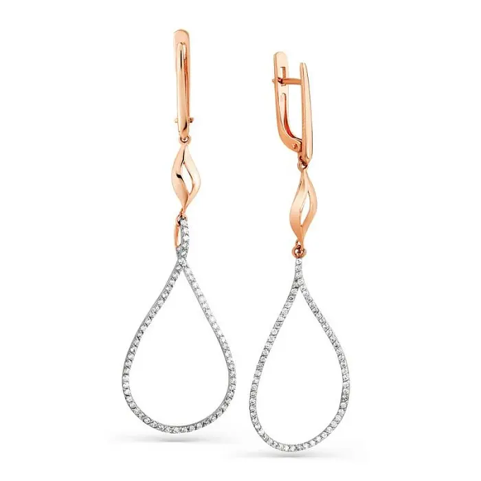 Серьги подвесные из белого золота