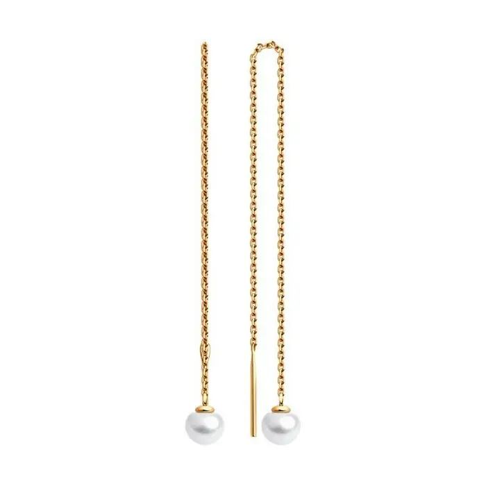 Серьги цепочки из красного золота